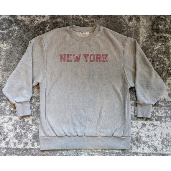 Zara Other - Zara Pullover Sweatshirt NEW YORK Graphic Print - Size Small, Made In Portugal